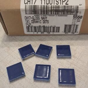 Box of 96 1"x1" Inch Gloss Navy Ceramic Tile Dots Mosaics Crafts Tiles